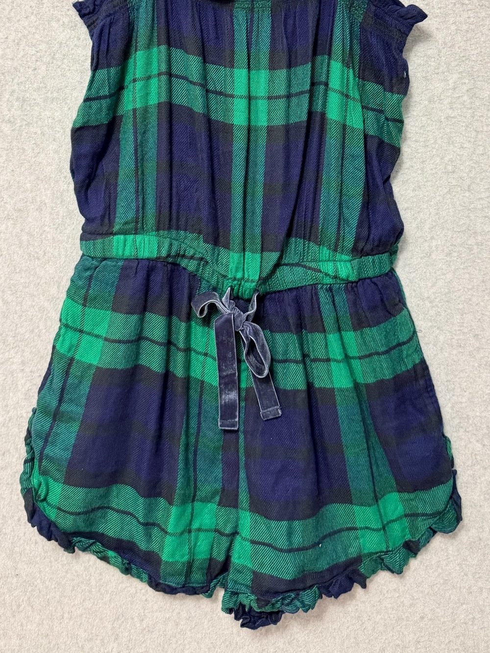 Aerie Plaid Flannel Romper NWT Size Medium Green Navy Lounge Sleepwear - Picture 4 of 8